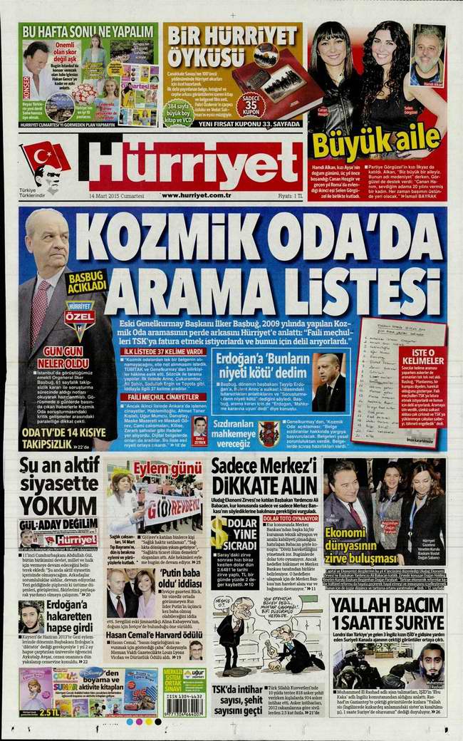 Bugünün Gazete Manşetleri - 14 Mart 2015 15
