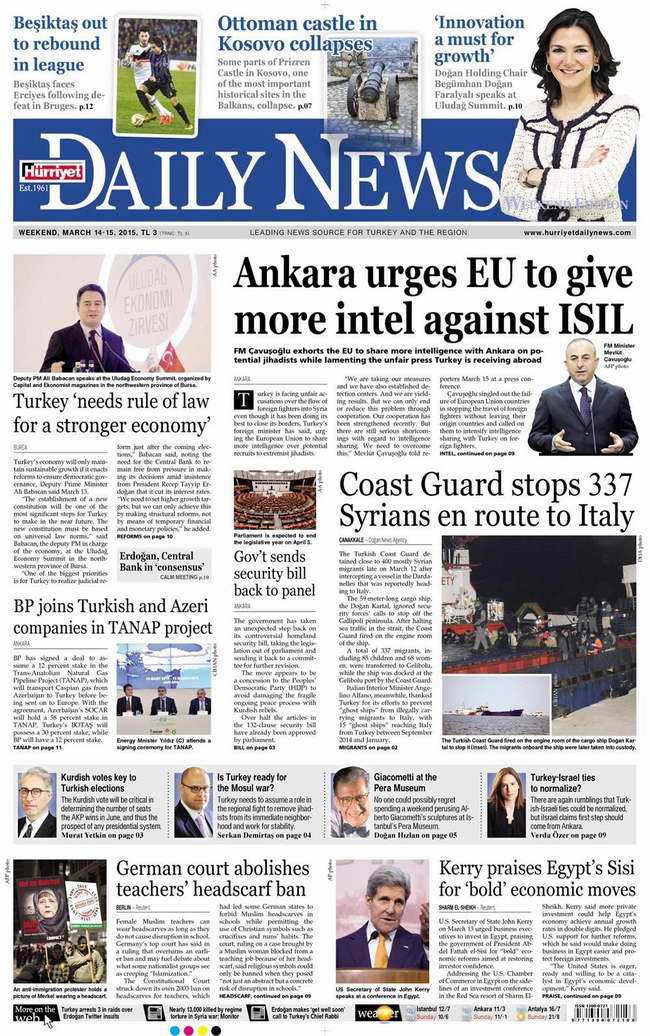 Bugünün Gazete Manşetleri - 14 Mart 2015 16
