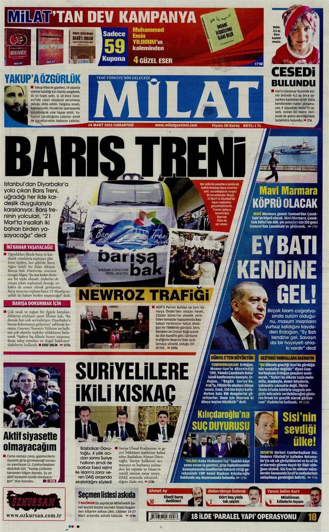 Bugünün Gazete Manşetleri - 14 Mart 2015 17