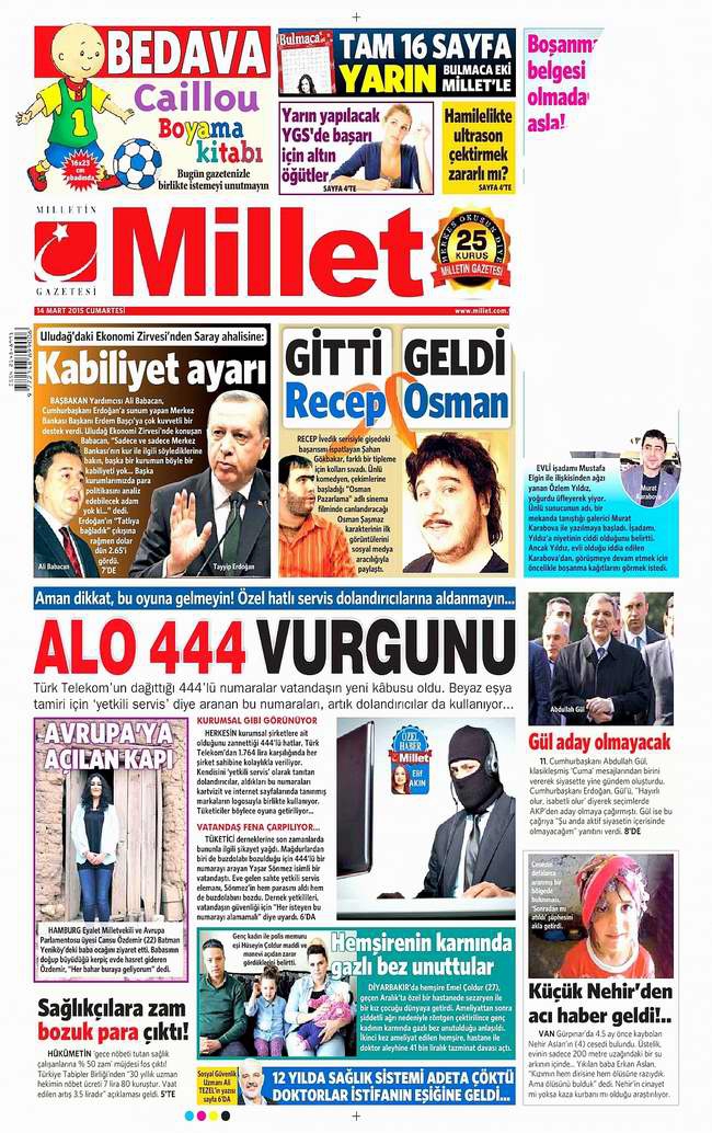 Bugünün Gazete Manşetleri - 14 Mart 2015 18