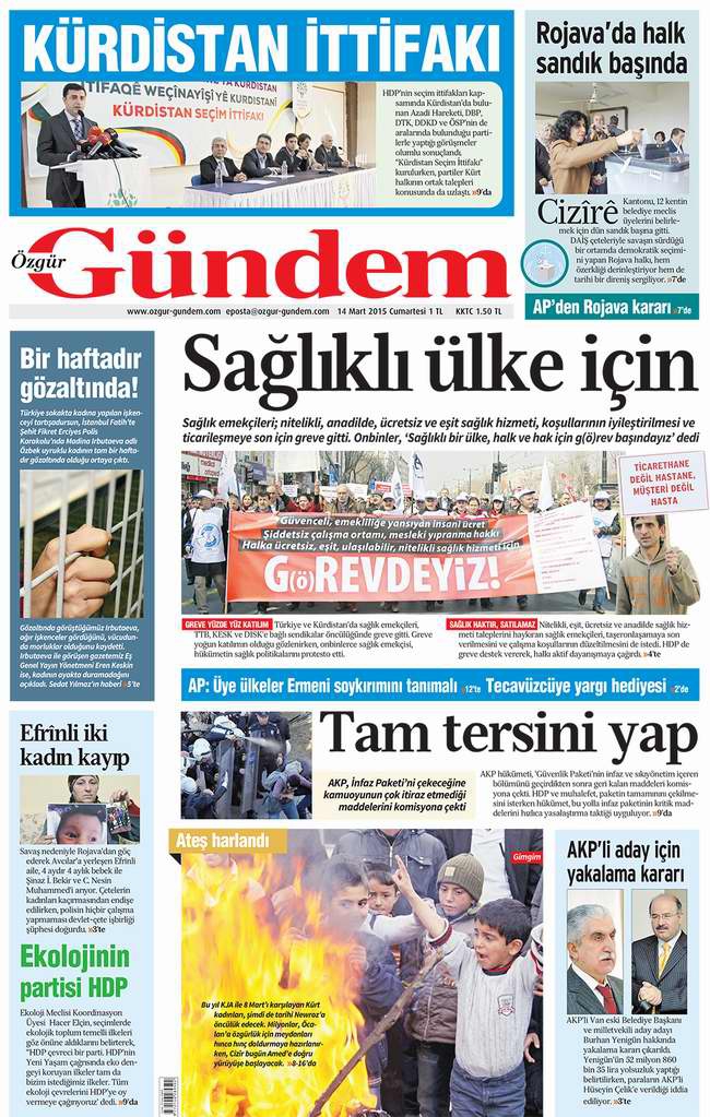 Bugünün Gazete Manşetleri - 14 Mart 2015 21