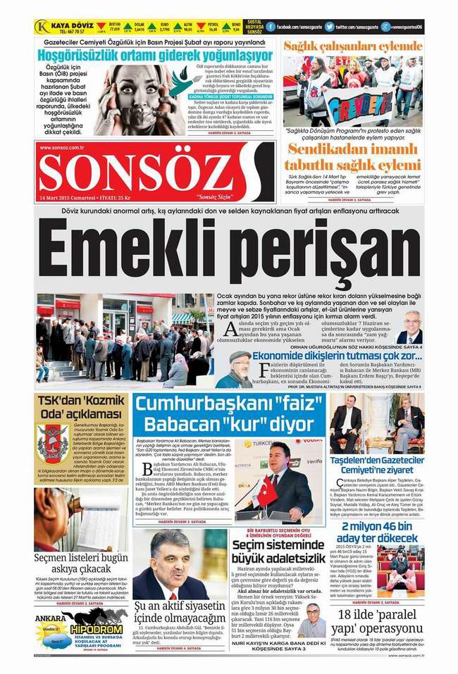 Bugünün Gazete Manşetleri - 14 Mart 2015 24