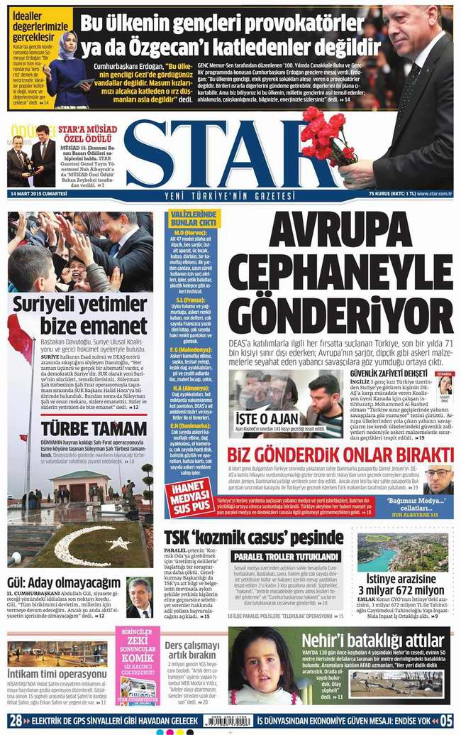 Bugünün Gazete Manşetleri - 14 Mart 2015 26