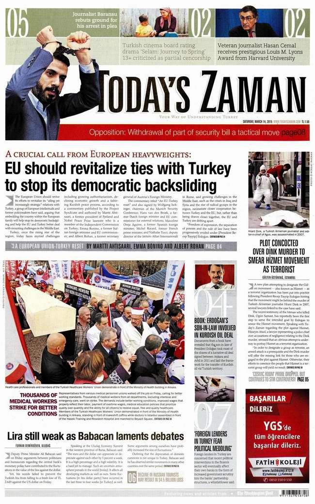 Bugünün Gazete Manşetleri - 14 Mart 2015 29