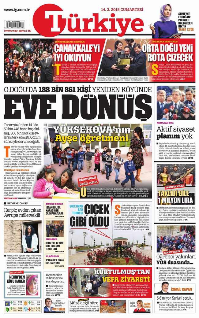 Bugünün Gazete Manşetleri - 14 Mart 2015 30