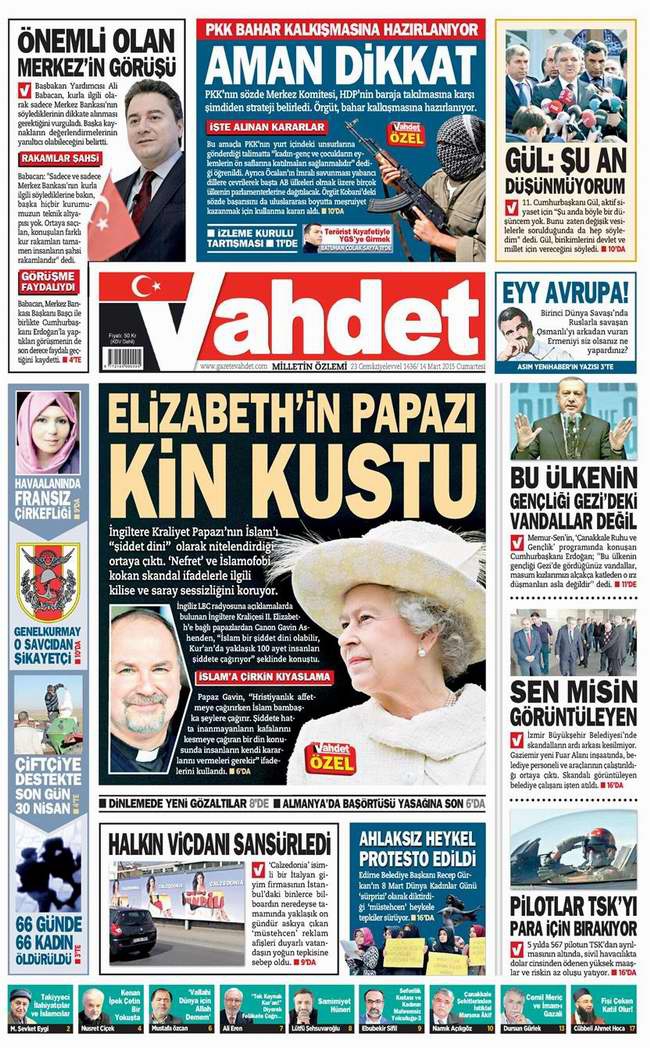 Bugünün Gazete Manşetleri - 14 Mart 2015 31