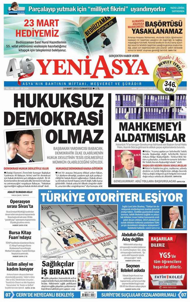 Bugünün Gazete Manşetleri - 14 Mart 2015 34