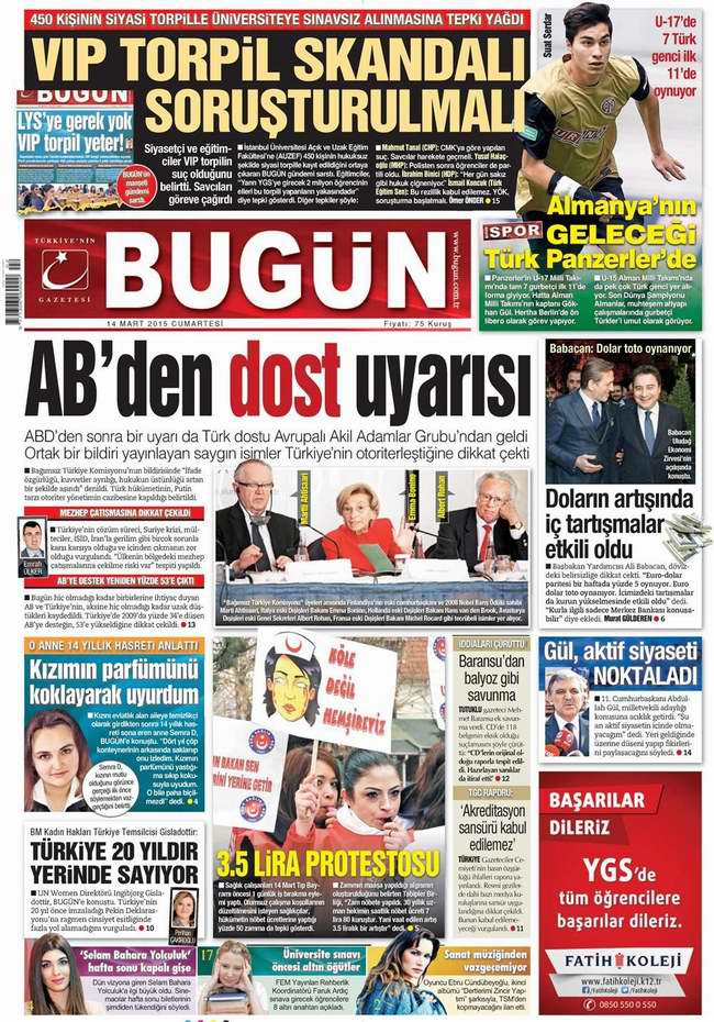 Bugünün Gazete Manşetleri - 14 Mart 2015 5