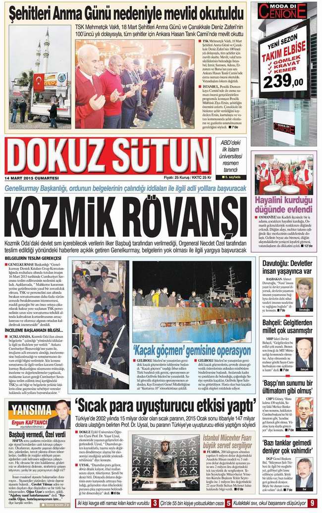 Bugünün Gazete Manşetleri - 14 Mart 2015 9