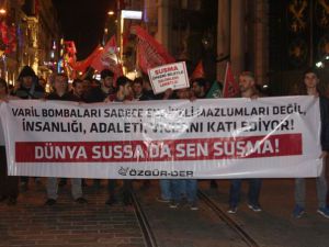 Halep'teki Katliamlara İstanbul'da Protesto