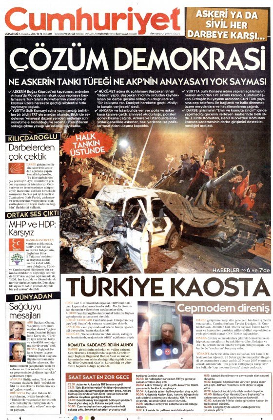 Gazeteler Darbe Girişimini Nasıl Gördü? 6