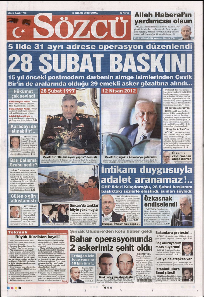 Gazete Manşetlerinde 28 Şubat Operasyonu 14