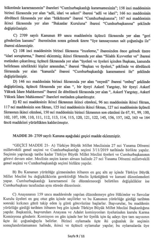 Anayasa’nın Değiştirilecek 21 Maddesi 7