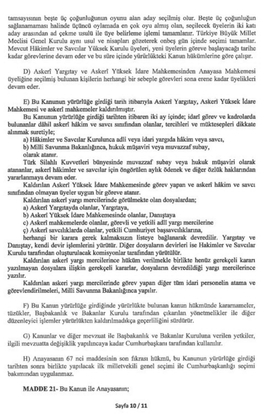 Anayasa’nın Değiştirilecek 21 Maddesi 8