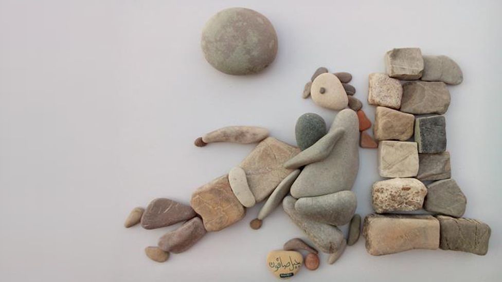 Nizar Ali Badr, Suriye'deki Zulmü Çakıl Taşlarıyla Dillendirdi 8