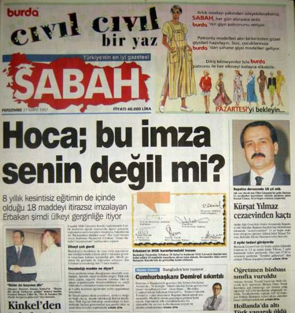 28 Şubat'ın Tetikçisi Medyanın Manşetleri 70