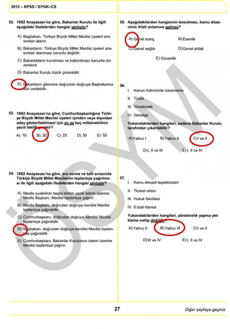 2012 KPSS Soru ve Cevapları 27