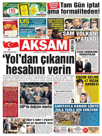 Gazete Manşetleri - 19 Temmuz 2012 1