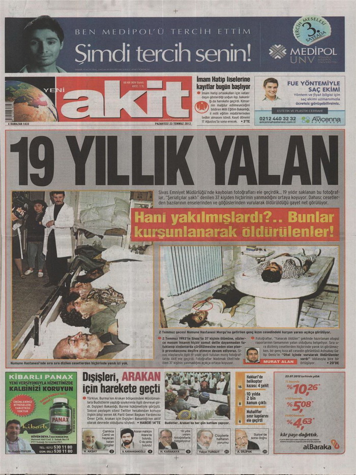 Gazete Manşetleri - 23 Temmuz 2012 22