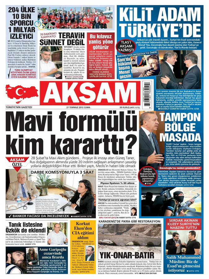 Gazete Manşetleri - 27 Temmuz 2012 1