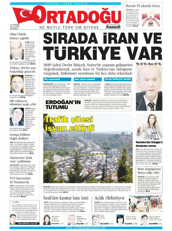 Gazete Manşetleri - 27 Temmuz 2012 10