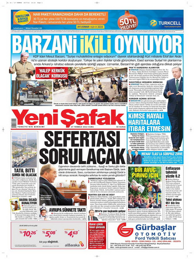 Gazete Manşetleri - 27 Temmuz 2012 22