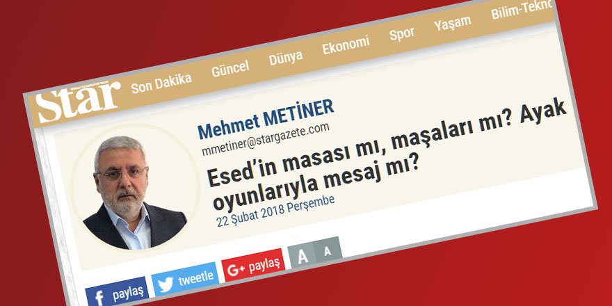 Mehmet Metiner İktidara Baskı Yapmaya Çalışan Esed Lobisine Dikkat Çekmiş! 