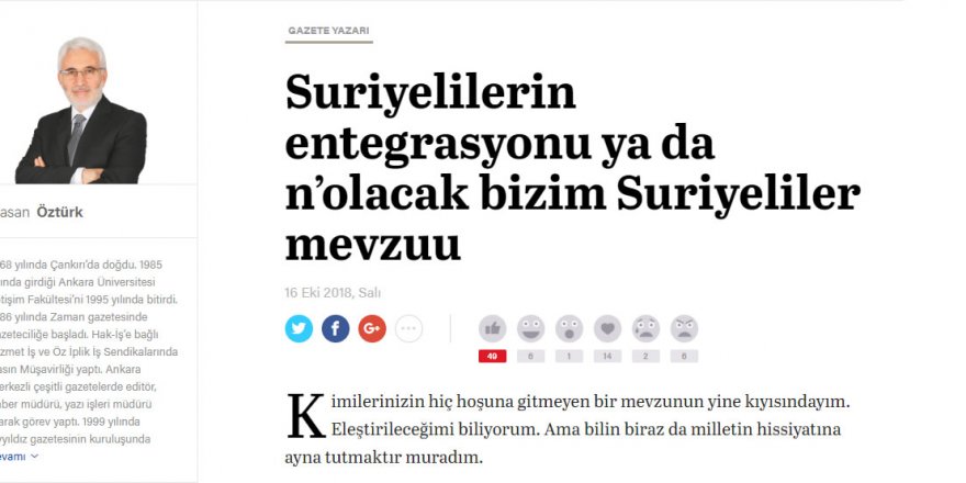Suriyeliler Konusunda ''İçimizdeki'' Fütursuzlar