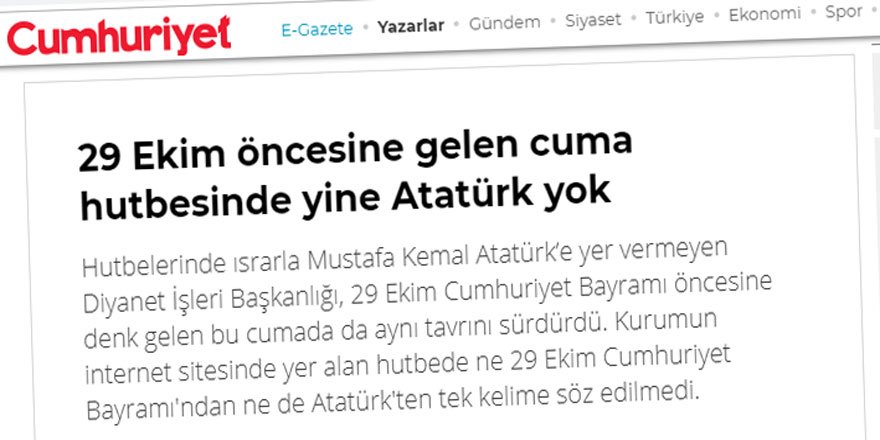 Cumhuriyet'in Derdi Derin: Cuma Namazına Gitmiyorlar Ama Hutbe Siparişinden de Vazgeçmiyorlar!