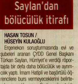 SAYLAN'DAN BÖLÜCÜLÜK İTİRAFI