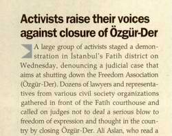 ACTİVİSTS RAİSE THEİR VOİCES AGAİNST CLOSURE OF ÖZGÜR-DER