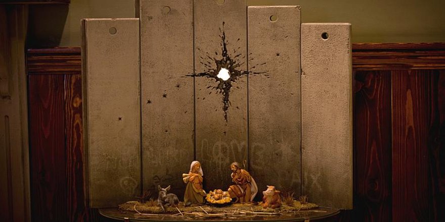 Banksy’den “Hz. İsa’nın Doğumu ile İsrail’in Ayırım Duvarını” Yorumlayan Eser