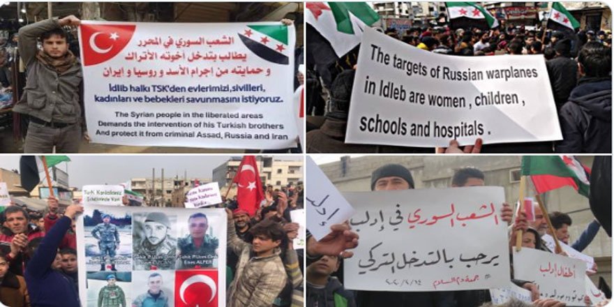 İdlib’de Cuma Sonrası Türkiye’ye Destek Gösterileri Yapıldı