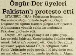 OZGÜR-DER ÜYELERİ PAKİSTAN'I PROTESTO ETTİ