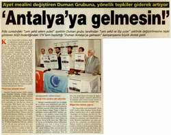 ANTALYA'YA GELMESİN