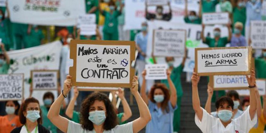İspanya'da Sağlık Çalışanları Eylem Yaptı