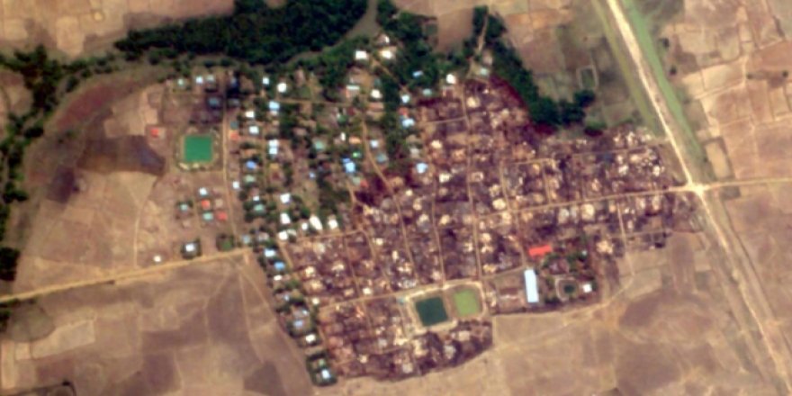 Arakanlı Müslümanların Yakılan Evleri Uydu Görüntülerinde