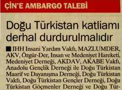ÇİN'E AMBARGO TALEBİ