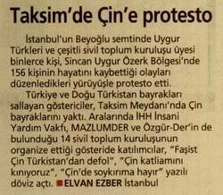 TAKSİM'DE ÇİN PROTESTOSU