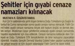 ŞEHİTLER İÇİN GIYABİ CENAZE NAMAZLARI KILINACAK