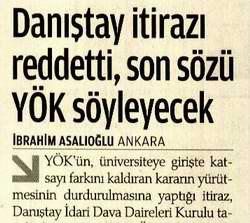 Danıştay İtirazı Reddetti, Son Sözü YÖK Söyleyecek