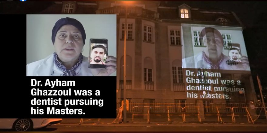 Berlin’de Esed rejiminin temsilciliği duvarında kayıplar eylemi