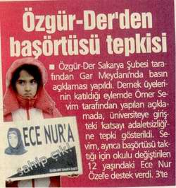Özgür-Der’den Başörtüsü Tepkisi