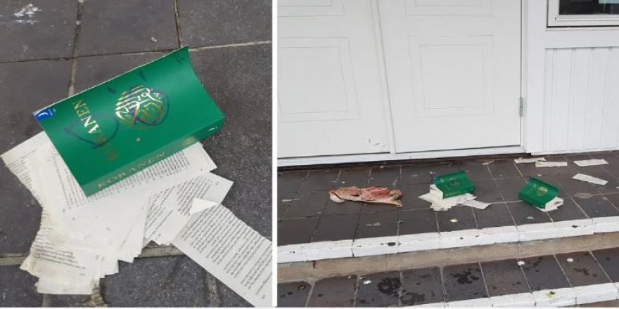 İsveç'te mescidin önüne yakılmış Kur'an-ı Kerim sayfaları ve domuz pastırması bırakıldı
