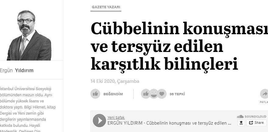 Tersyüz olan karşıtlık bilinçleri ve Ergün Yıldırım