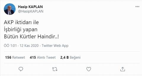 Erdemli insan modeli Kürtlere hain diyor