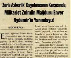 Militarist Zulmün Mağduru Enver Aydemir'in Yanındayız'