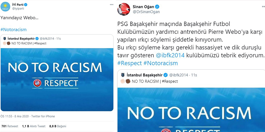 PSG-Başakşehir maçındaki ırkçılığa tepki gösteren ırkçıların ikiyüzlülüğü!