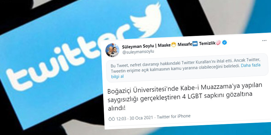 Twitter sapıklığa karşı sözlerinden ötürü Süleyman Soylu'ya tavır aldı!