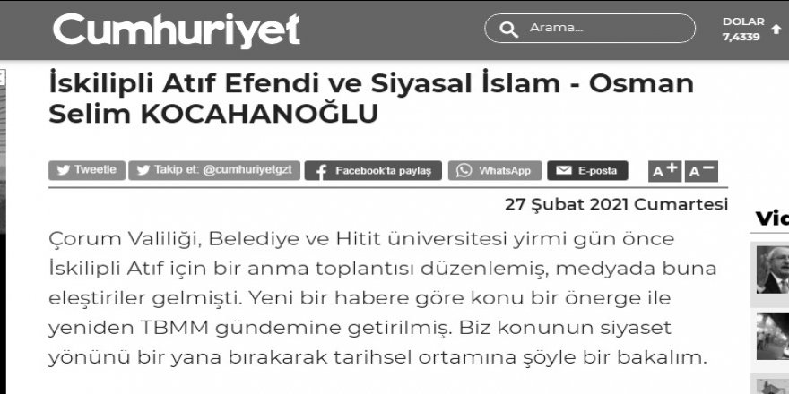 Cumhuriyet’in İskilipli Atıf Hoca düşmanlığını ara ara hatırlatma ihtiyacı!